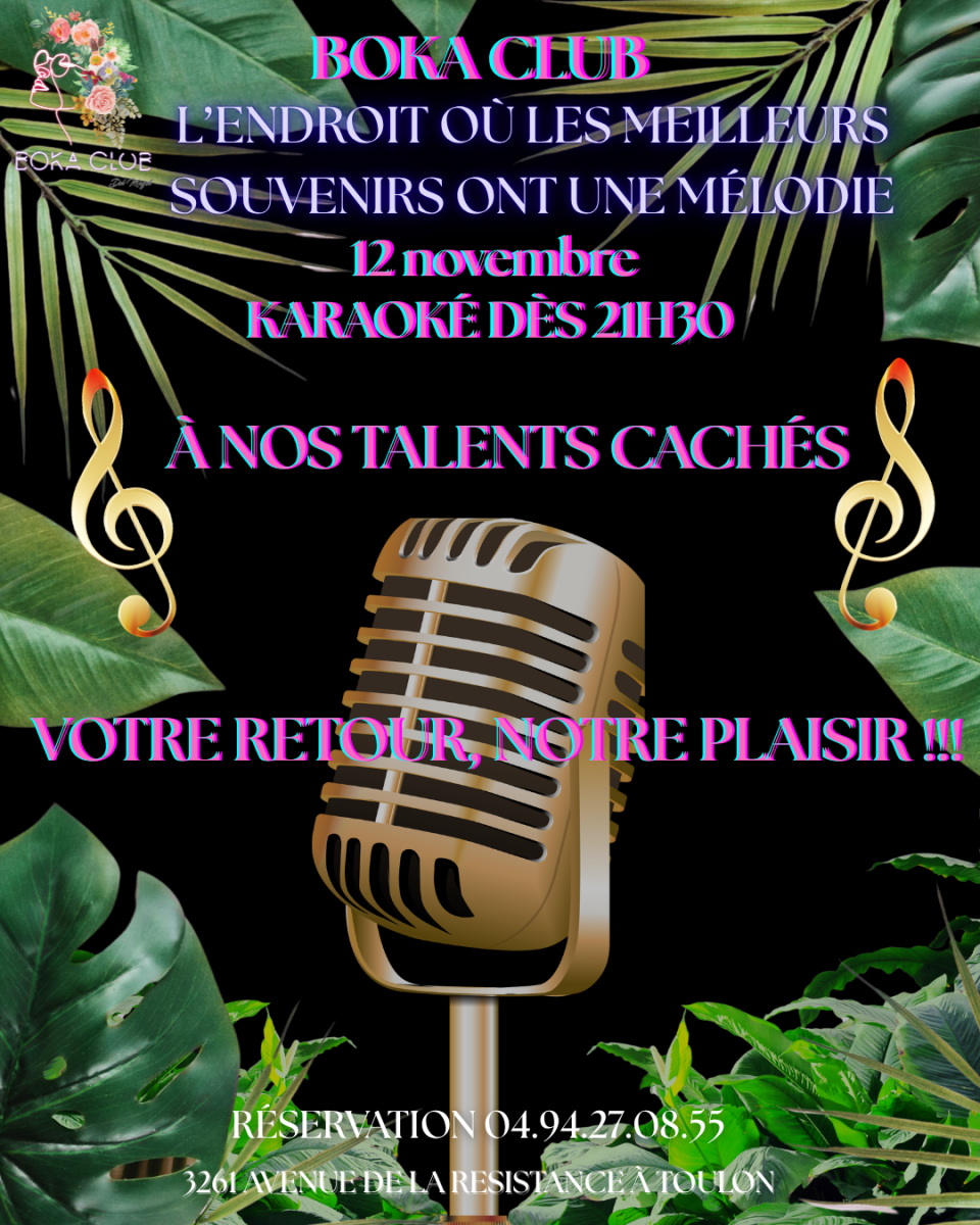 Karaoké BOKA CLUB Toulon : Le 12 Novembre, Révélez vos Talents Cachés !